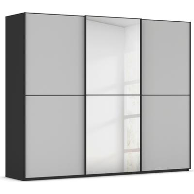 Schwebetürenschrank RAUCH "Kleiderschrank Schrank Garderobe Schlafzimmerschrank SCALE-DUO", grau (schwarz, glas seidengrau matt, griffleisten schwarz), B:271cm H:223cm T:68cm, Holzwerkstoff, Schränke, edle zweigeteilte Türen Spiegel/Glas-Mix 3... Image