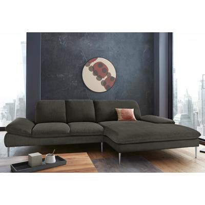 Ecksofa W.SCHILLIG "enjoy&MORE, Designsofa, elegant und bequem, L-Form", grün (hunter r66), B:310cm H:87cm T:185cm, Chenille-Flachgewebe R66 (85% Polyester, 15% Nylon), Longlife Xtra-Leder Z59: Glattleder mit modischer Prägung. Hautstärke 0, 9 - 1,... Image
