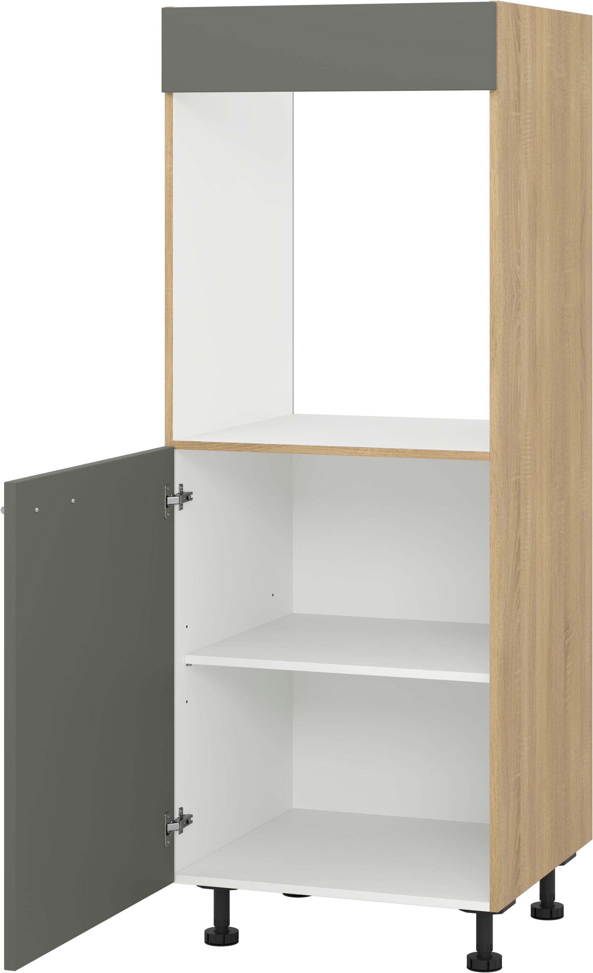 Backofenumbauschrank KOCHSTATION "KS-Scafa", wahlweise Türschlag rechts oder links", grau (anthrazit, bergeiche), B:60cm H:150cm T:56cm, Schränke, Breite/Höhe: 60/150 cm, mit einem Einlegeboden Image