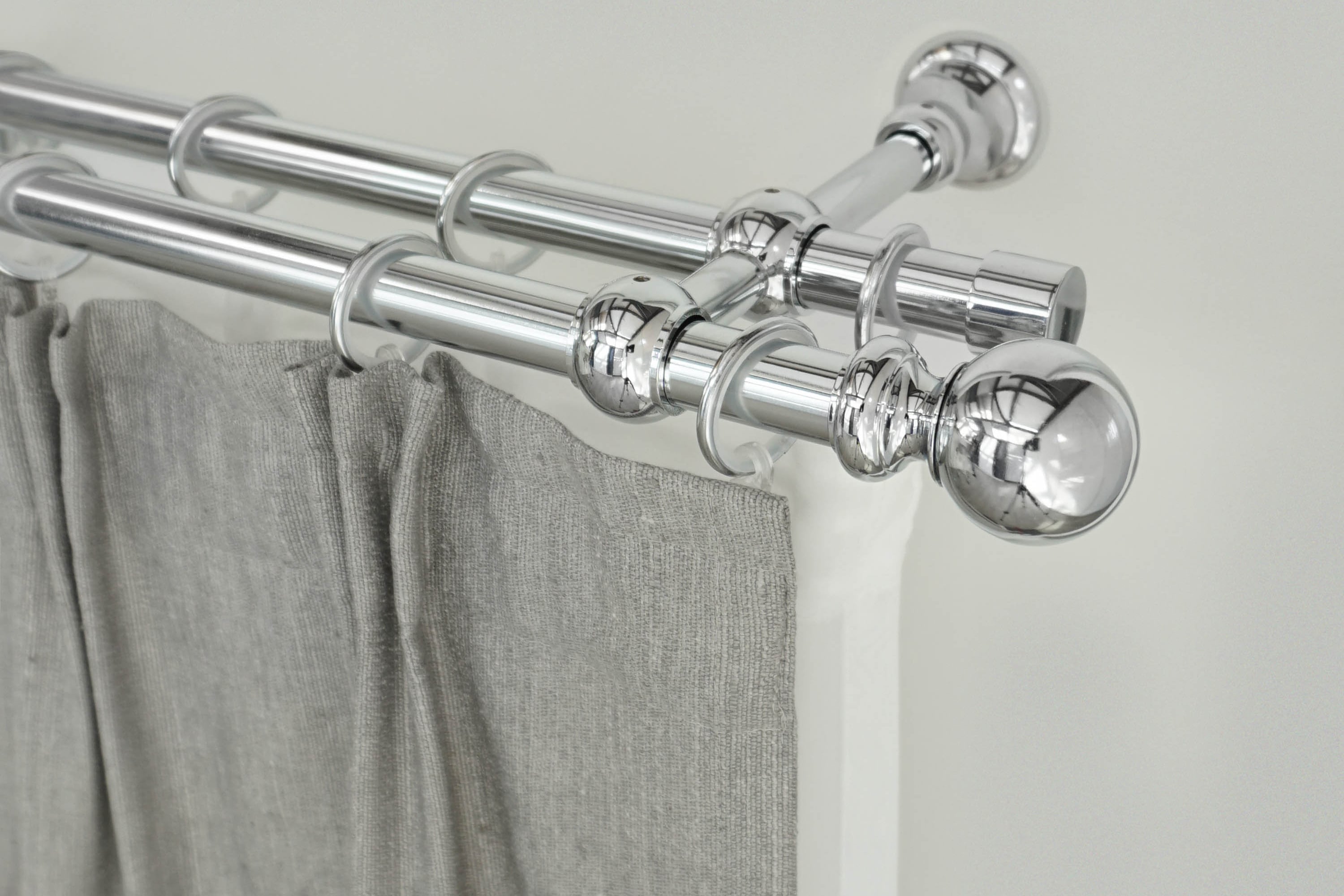 Gardinenstange GARESA "ANDREA", grau (chromfarben), L:260cm Ø:20mm, Metall, Gardinenstangen, Vorhanggarnitur, verlängerbar, Endknopf Kugel lang, mit Ringen Image