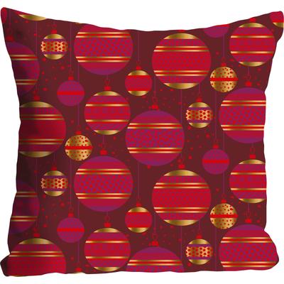 Dekokissen QUEENCE "Dora", rot (rot, magenta, goldfarben, bedruckt), B:40cm L:40cm, Polyester, Dekokissen_Sitzkissen_Kissenhüllen, Kissenhülle,Christbaumkugeln,Rot,Weihnachten,Festlich,Weihnachtsbaum Image
