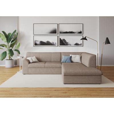 Ecksofa DOMO COLLECTION "Topper zeitlos elegant, kompakte Stellmaße, OTTOs Choice, L-Form", braun (braun, beige), B:237cm H:78cm T:200cm, Sofas, mit Ottomane, wahlweise mit Schlaffunktion Image