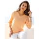 Strickpullover CLASSIC BASICS "Langarm-Pullover", Damen, Gr. 48, rot (apricot), 100% Baumwolle, unifarben, Langarm, Pullover