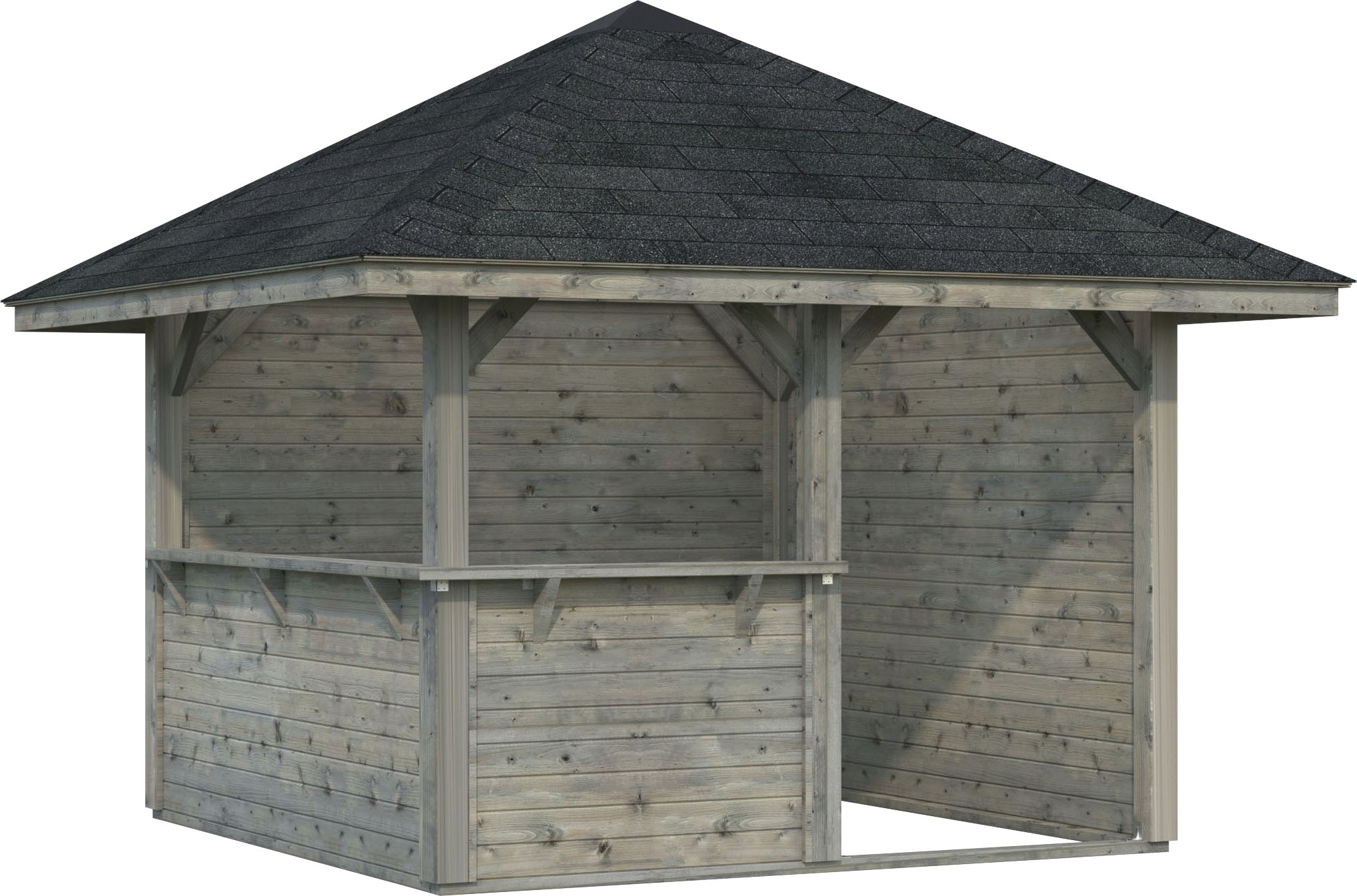 Holzpavillon PALMAKO "Bianca 8,3 m² Set 3", grau, B/H/T: 384cm x 323cm x 384cm, Pavillons, BxTxH: 300x300x323 cm Image