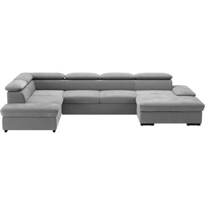 Wohnlandschaft SIT & MORE "Alcudia U-Form", grau, B:349cm H:73cm T:226cm, 100% Polyester, Sofas, wahlweise mit Bettfunktion Image