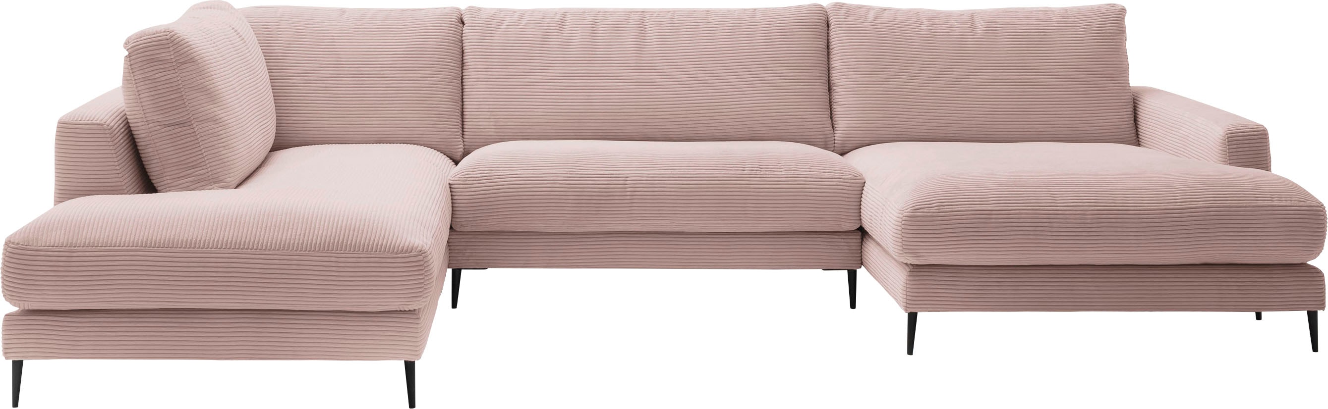 Wohnlandschaft INOSIGN "Downtown XXL B/T/H: 341/223/84 cm Loungemöbel zum Relaxen", rosa (rosé), B:341cm H:84cm T:223cm, 88% Polyester, 12% Polyacryl, Sofas, weicher Sitzkomfort, Cord-Bezug, weicher Sitzkomfort U-Form