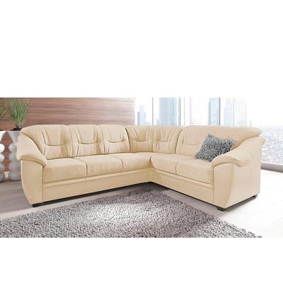 Ecksofa SIT & MORE "Savona L-Form", beige (creme), B:262cm H:90cm T:212cm, PRIMABELLE-Microfaser (100% Polyester), SOFTLUX/Struktur (Korpus in Kunstleder, Sitz und Rücken in Strukturstoff aus 75% Polyester und 25% Viskose), Kunstleder SOFTLUX,... Image