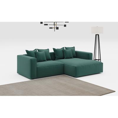 Ecksofa INOSIGN "Cowboy L-Form", grün (racing grün), B:284cm H:72cm, 100% POLYESTER (PES), Sofas, mit 6 Kissen, kubisches Sofa Image