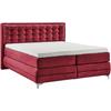 Boxspringbett MUSTERRING "Dubai", rot (d 521 rot), B:217cm L:214cm, Komplettbetten, Boxspringbett, Winkelfuß in Chrom, 3 Härtegrade, Kopfteil in Kassettensteppung