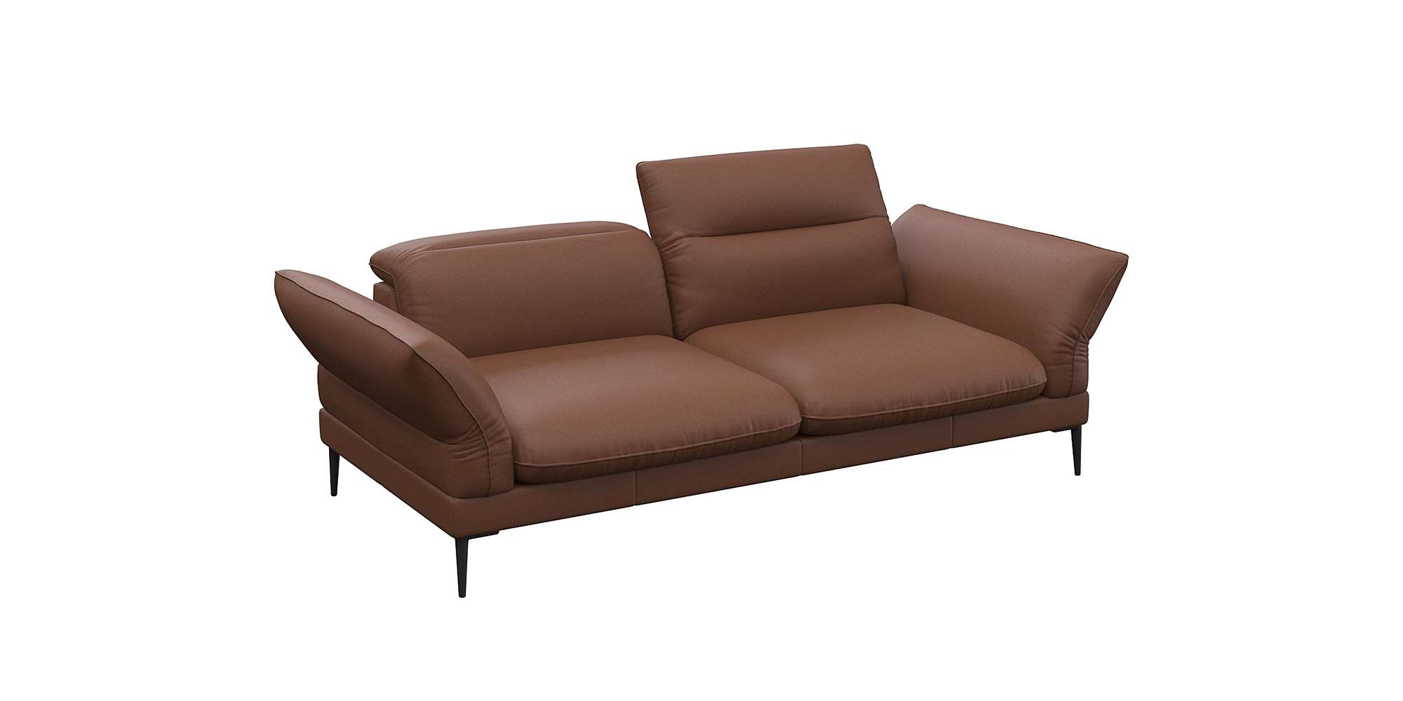 2,5-Sitzer FLEXLUX "Salino, Funktionssofa, Relaxsofa", braun (old chestnut braun), B:215cm H:88cm T:105cm, 100% Echtleder, Sofas, Sofa mit Arm- und Kopfteil-Verstellungen, Kaltschaum & Stahl-Wellen