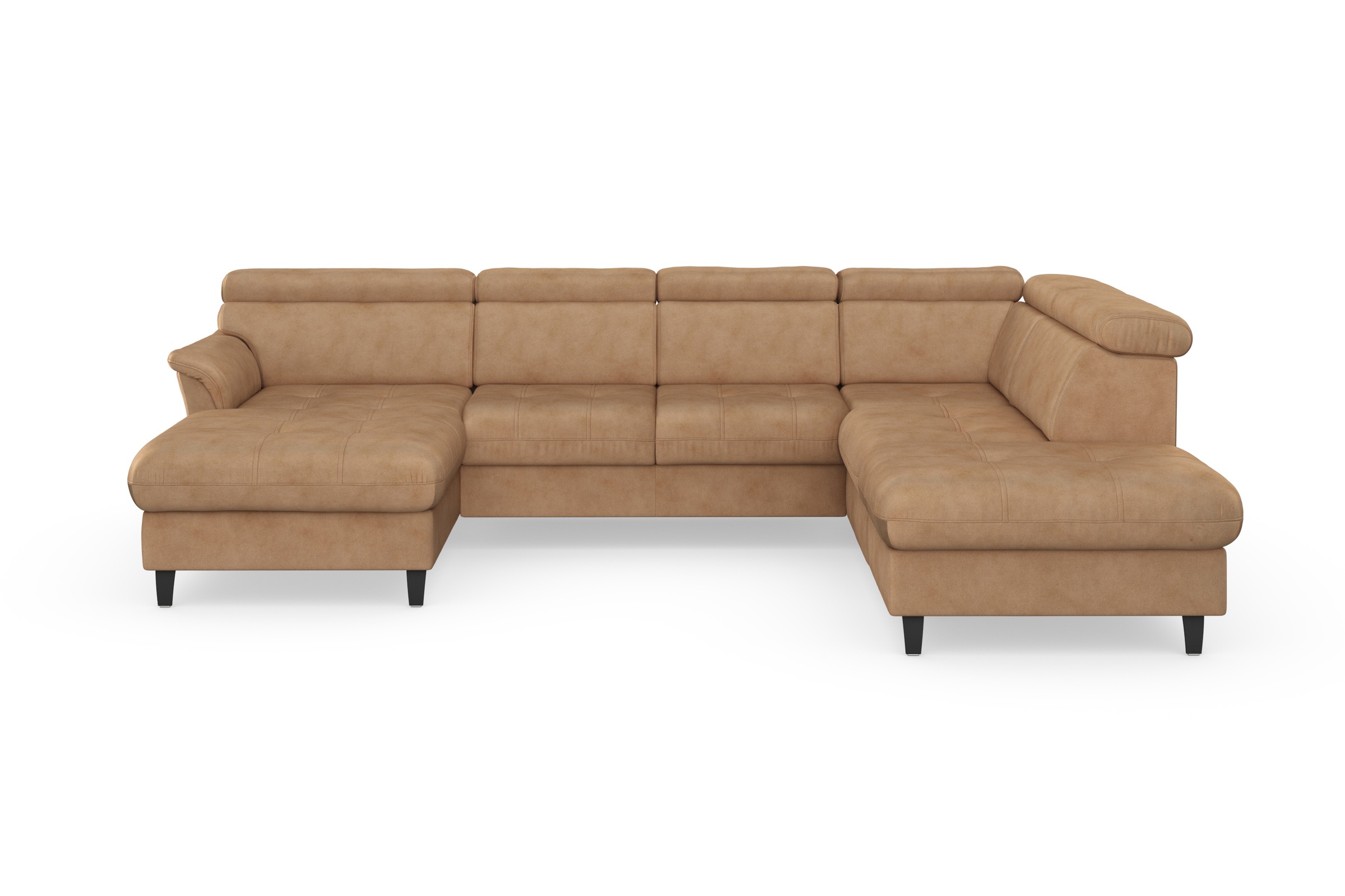 Wohnlandschaft SIT & MORE "Marano U-Form", braun (macciato), B:304cm T:216cm, 100% Polyester, Sofas, inklusive Kopfteilverstellung, wahlweise mit Bettfunktion, Bettkasten Image