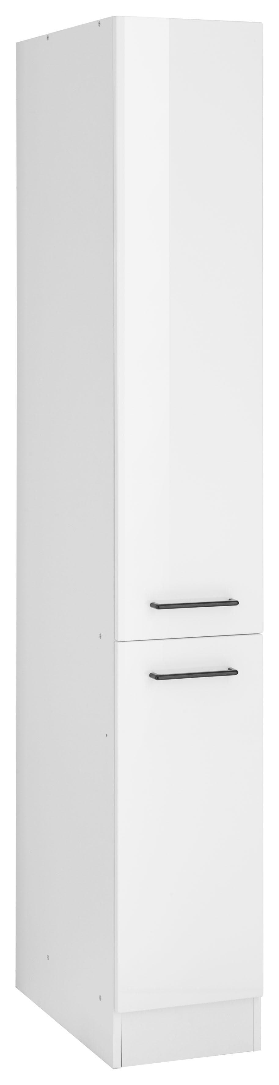 Apothekerschrank KOCHSTATION "KS-Tulsa", weiß (weiß hochglanz), B:30cm H:200cm T:60cm, Schränke, Apothekerschrank, 30 cm breit, 200 cm hoch, mit 2 Auszügen, Metallgriff, MDF Front