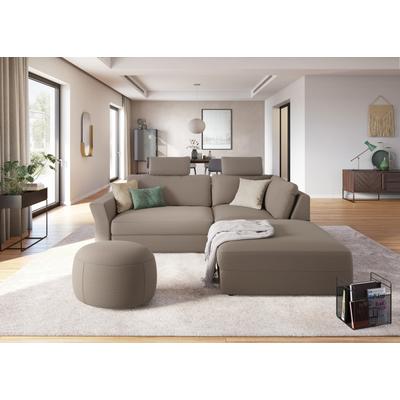 Ecksofa SIT & MORE "Cadabra L-Form", grau (taupe), B:243cm H:80cm T:198cm, Samtoptik (100% Polyester), Soft clean (98% Polyester, 2% Polyamid), Struktur fein (100% Polyester), Sofas, Breite 243 cm, inklusive Sitztiefenverstellung Image