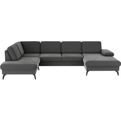 Wohnlandschaft SIT & MORE "Morris U-Form, inkl. Sitztiefenverstellung", braun (schlamm), B:335cm H:82cm T:212cm, 95% Polyester 5% Polyamid, Sofas, wahlweise mit Armteilverstellung, Bettfunktion & Bettkasten Image