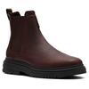 Chelseaboots CLARKS "Badbury", Herren, Gr. 40, braun (dunkelbraun), Leder, elegant, Schuhe, Boots, Winterboots mit modischem Blockabsatz