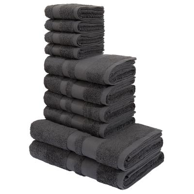 Handtuch Set MY HOME "Vanessa, 10-tlg Handtuch-Set, in Standard- und Premium-Qualität, weich", grau (anthrazit), 10 tlg., Premium (550g/m²), Walkfrottee, Walkfrottee, Obermaterial: 100% Baumwolle, Handtuch-Sets, 100% Baumwolle, Duschtücher,... Image