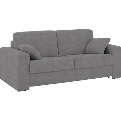 Schlafsofa HOME AFFAIRE "Roma Matratzenhöhe 14 cm", grau (hellgrau), B:200cm H:85cm T:100cm, Struktur/Luxus-Microfaser (100% Polyester), Struktur fein ( 100% Polyester), Sofas, Dauerschlaffunktion, mit Unterfederung, Lattenrost, Matratze Image