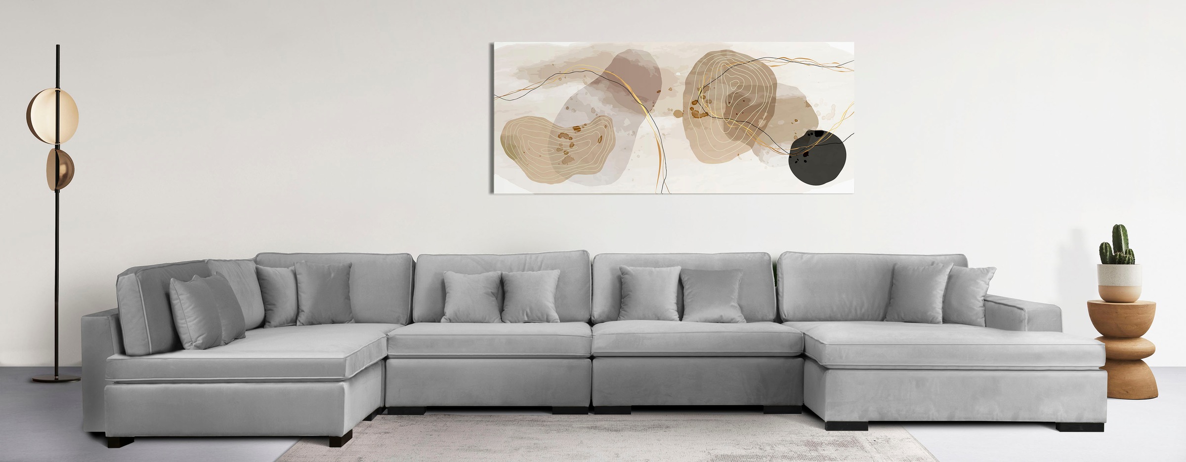 Wohnlandschaft HOME AFFAIRE "Skara XXL U-Form", grau, B:510cm H:86cm T:250cm, 100% Polyester, Sofas, Lounge-Sofa XXL mit Federkern-Polsterung, in vielen Bezugsvarianten Image