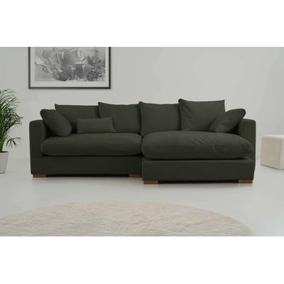 Ecksofa HOME AFFAIRE "Coray", grün, B:266cm H:80cm T:153cm, 100% Polyester, Sofas, Breite 266 cm, extra weich und kuschelig, mit Federn und Daunen Image