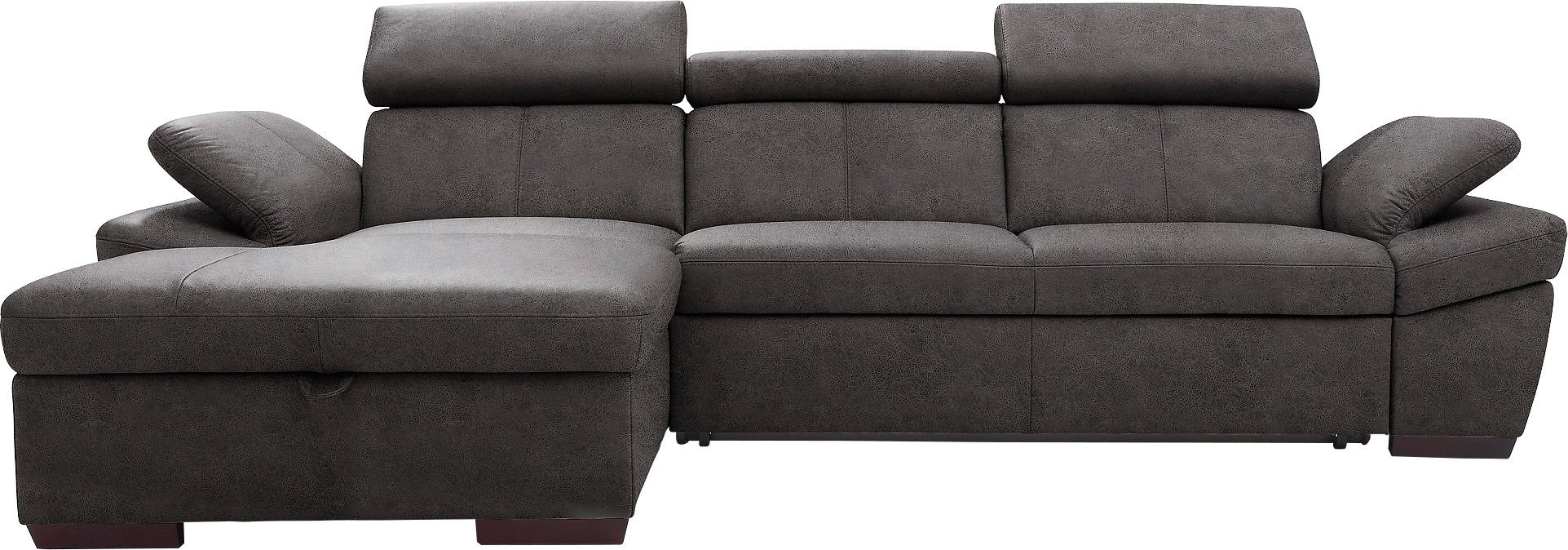 Ecksofa EXXPO - SOFA FASHION "Salerno, Funktionssofa, Breite 280cm, hoher Sitzkomfort, L-Form", grau (elefant), B:280cm H:77cm T:170cm, Microfaser-Primabelle (100% Polyester);NaturLEDER;Kunstleder;Lederfaserstoff;Luxus-Microfaser Lederoptik, Sofas,... Image