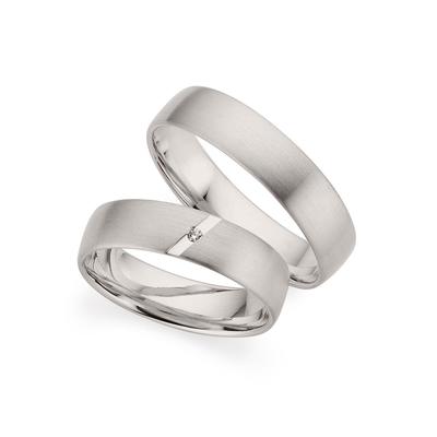 Trauring PHÖNIX "Schmuck Geschenk Silber 925 Trauring Ehering LIEBE versch. Varianten" Gr. 52, silber (silberfarben), Fingerringe, Damen, 52, 0,01 ct SI = kleine Einschlüsse mit Brillant, Silber 925 (Sterlingsilber), 5mm, Made in Germany - wahlweise... Image