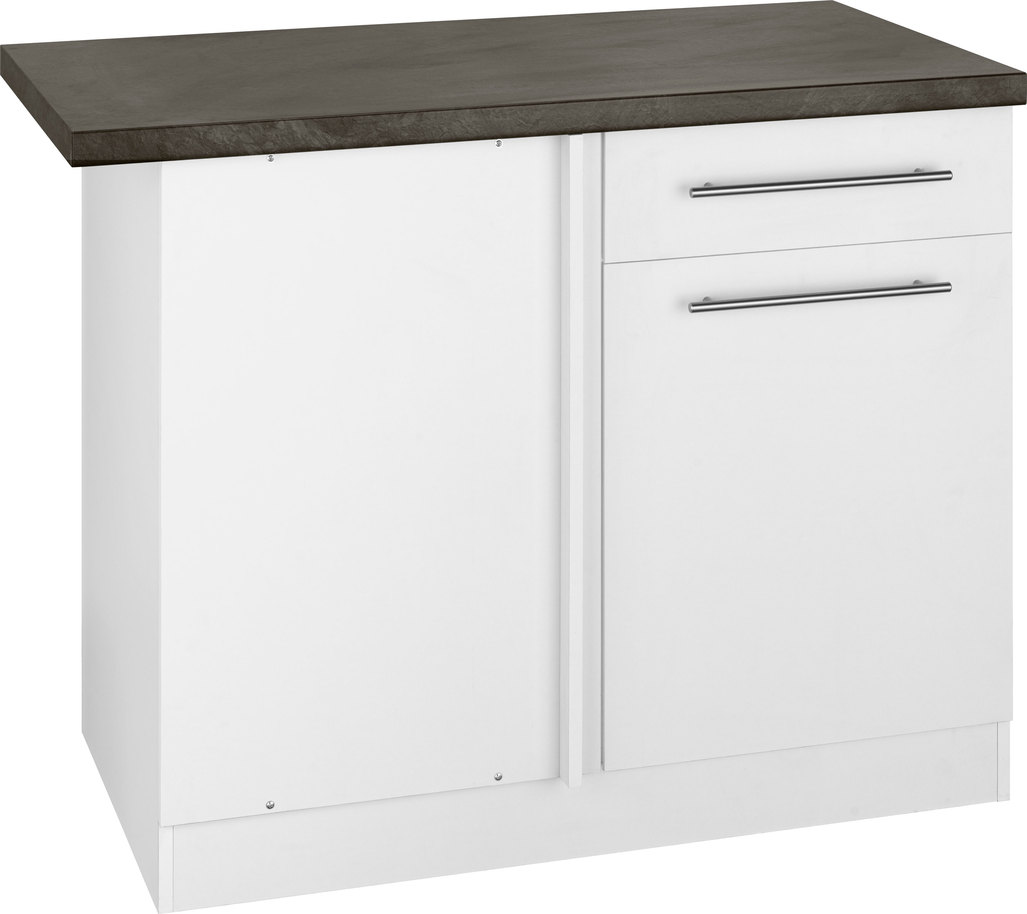 Eckunterschrank WIHO KÜCHEN "Unna", weiß (front und korpus: weiß, arbeitsplatte: granit schwarz), B:110cm H:85cm T:60cm, Schränke, Eckunterschrank, 110 cm breit