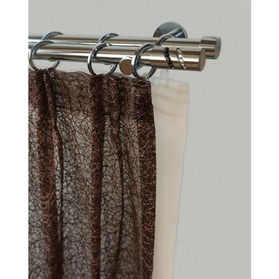Gardinenstange GARESA "BOSTON", silber (silberfarben), L:420cm Ø:20mm, Gardinenstangen, Vorhanggarnitur, verlängerbar, Glitzerstein, edelstahl optik, m.Ringe Image