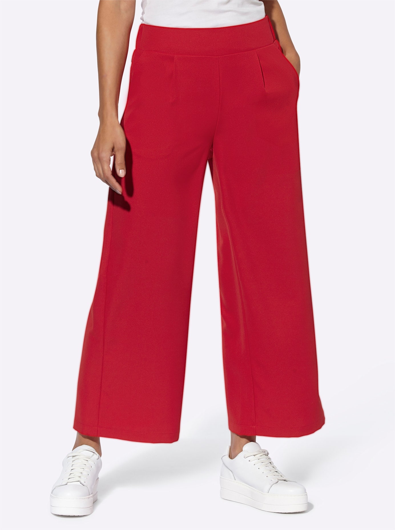 Culotte CASUAL LOOKS, Damen, Gr. 50, Normalgrößen, rot, 100% Polyester, unifarben, 7/8-Länge, Hosen Culotte