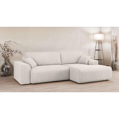 Ecksofa HOME AFFAIRE "Santenay mit Bettfunktion und Bettkasten, Maße: B/T/H 266/164/90 cm", beige (creme), B:266cm H:90cm T:164cm, 100% Polyester, Sofas, L-Form mit Wellenfederung, Schlaffläche: 140x213 cm, auch in Cord Image