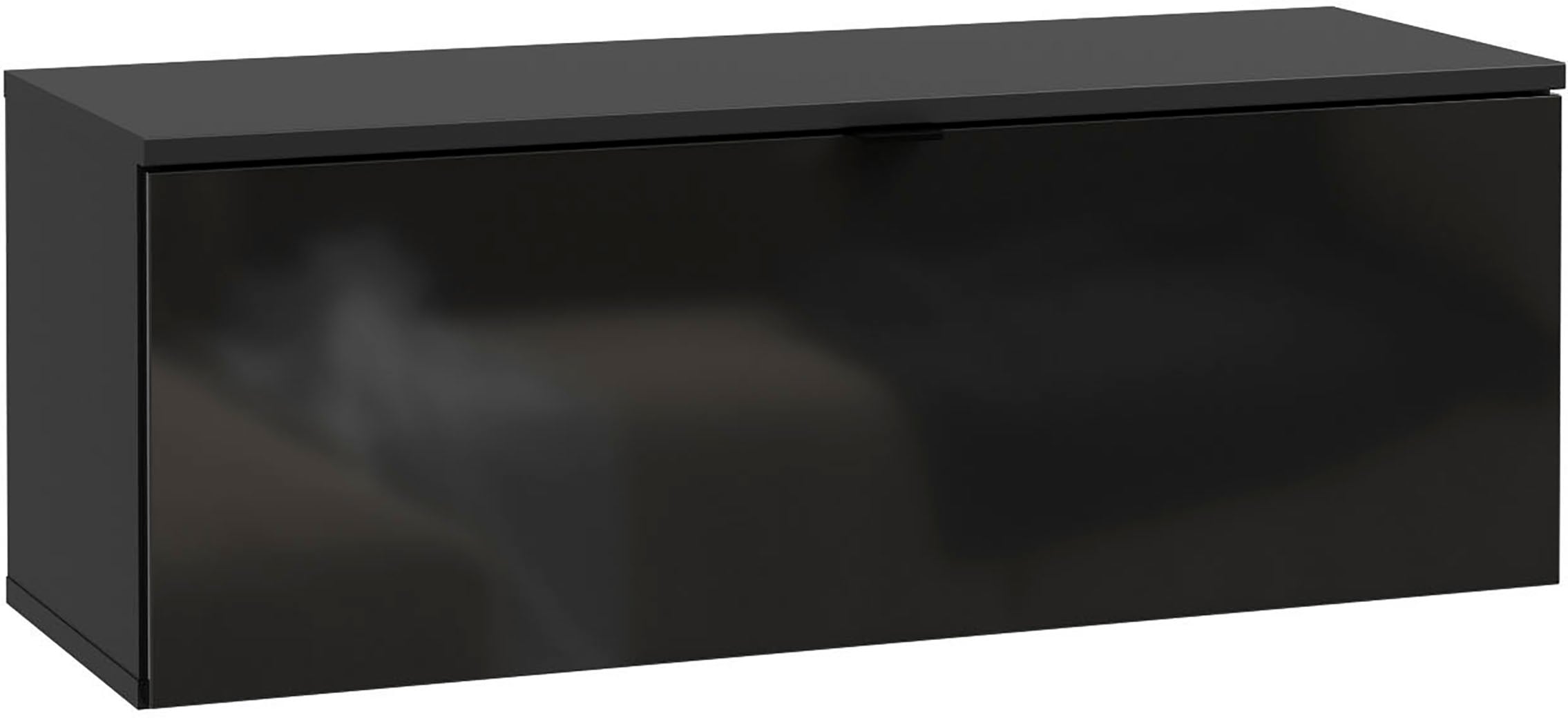 Lowboard FORTE "LibertadTV-Board, TV-Schrank", schwarz, schwarz hochglanz, B:99,5cm H:37,5cm T:34,8cm, Spanplatte, Sideboards, TV Board, erweiterbar, Wandmontage, Metallgriff