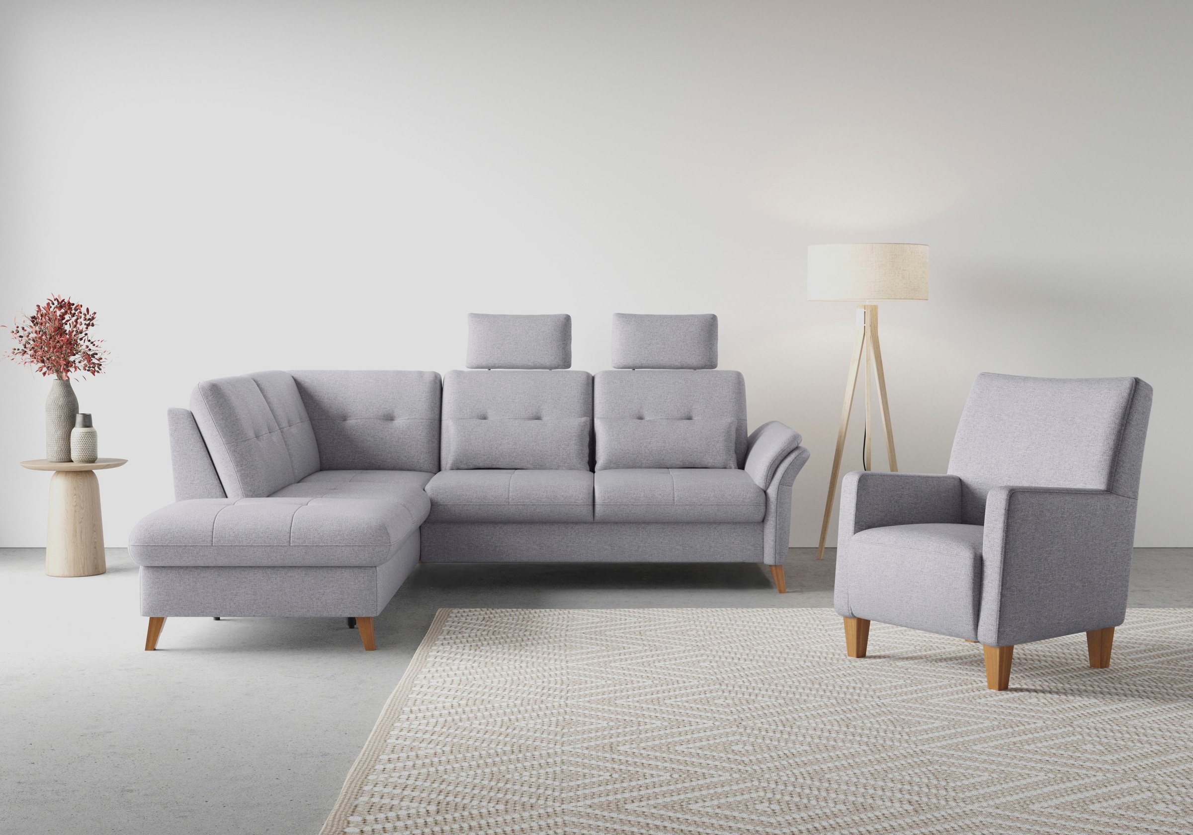 Ecksofa SIT & MORE "Göteborg", silber, B:250cm H:90cm T:226cm, Sofas, inkl. Sitztiefenverstellung, wahlweise mit Bettfunktion & Bettkasten Image