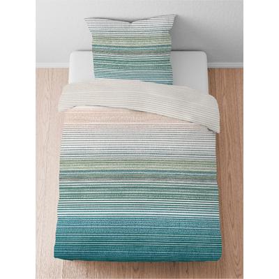 Bettwäsche BIBERNA Gr. 2, blau (aqua), B/L: 155cm x 200cm, Seersucker, B/L: 80cm x 80cm, Seersucker, 100% Baumwolle, Bettwäsche Image