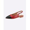 Ballerina HEINE, Damen, Gr. 41, rot (rot, schwarz), Leder, Leder, modisch, Schuhe