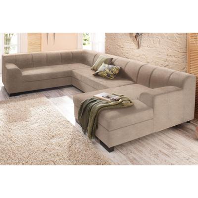 Wohnlandschaft HOME AFFAIRE "Falk klare Linien, zeitlos und komfortabel, U-Form", beige (natur), B:320cm H:77cm T:90cm, Luxus-Microfaser (100% Polyester), Microfaser PRIMABELLE (100% Polyester), Microfaser in Antiklederoptik (100% Polyester), Sofas,... Image