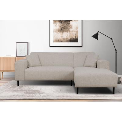 Ecksofa HOME AFFAIRE "ARROS L-Form mit Wellenunterfederung, Maße B/T/H: 235/163/81 cm", grau (hellgrau), B:235cm H:81cm T:163cm, 100% Polyester, Sofas, incl. Zierkissen, mit Recamiere rechts/links bestellbar, auch in Cord Image