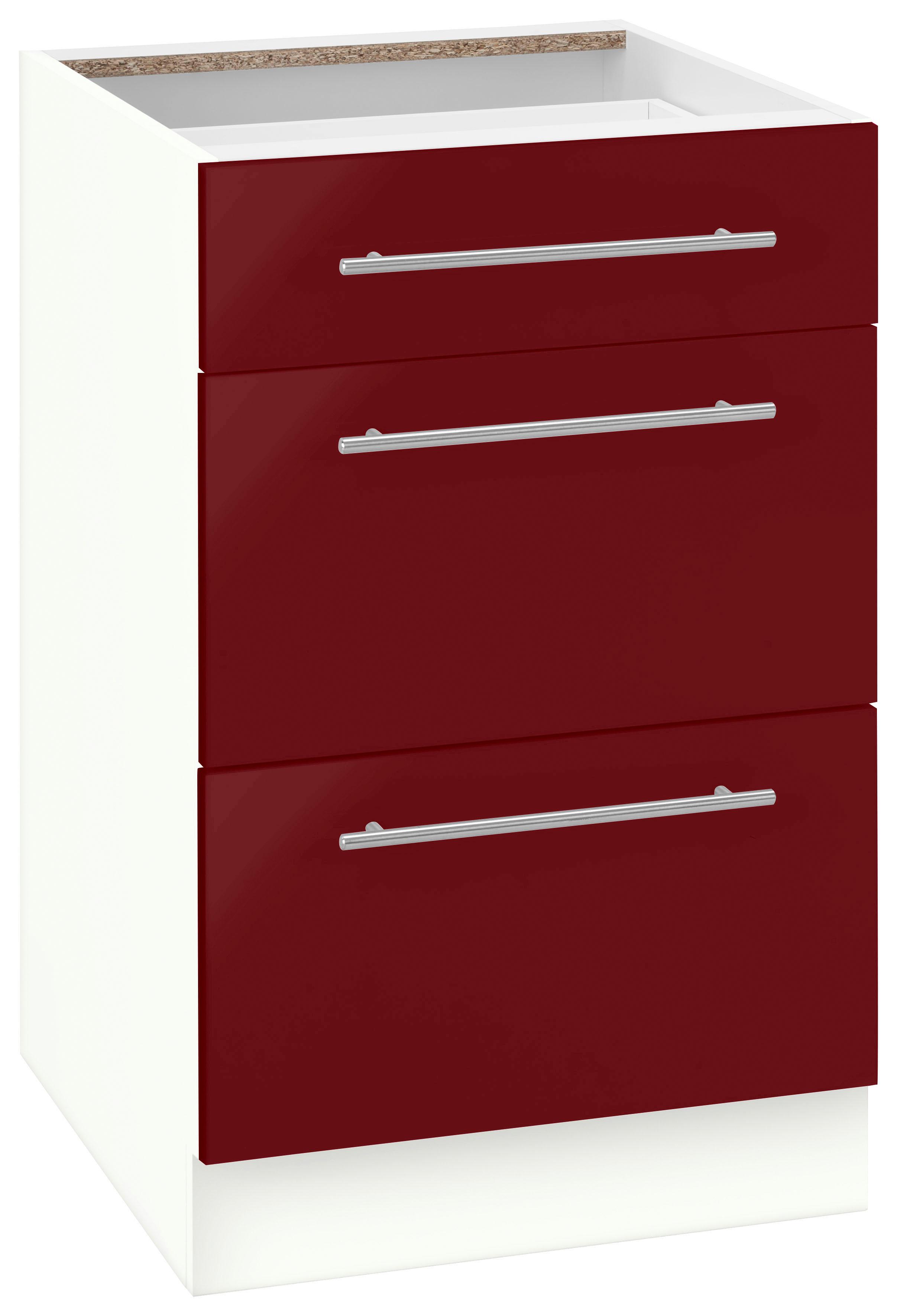 Unterschrank WIHO KÜCHEN "Flexi2", rot (front: rot glanz, korpus: weiß), B:50cm H:82cm T:57cm, Schränke, Breite 50 cm Image