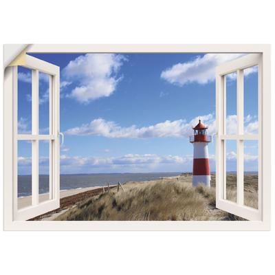 Wandbild ARTLAND "Fensterblick - Leuchtturm Sylt", weiß (farbe bild(er): weiß), B:70cm H:50cm, Dekorfolie, Bilder, als Leinwandbild, Poster, Wandaufkleber in verschied. Größen Image