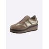 Schnürschuh HEINE, Damen, Gr. 40, grau (taupe), Leder, Rindsleder, Veloursleder, Synthetik, modisch, Schuhe