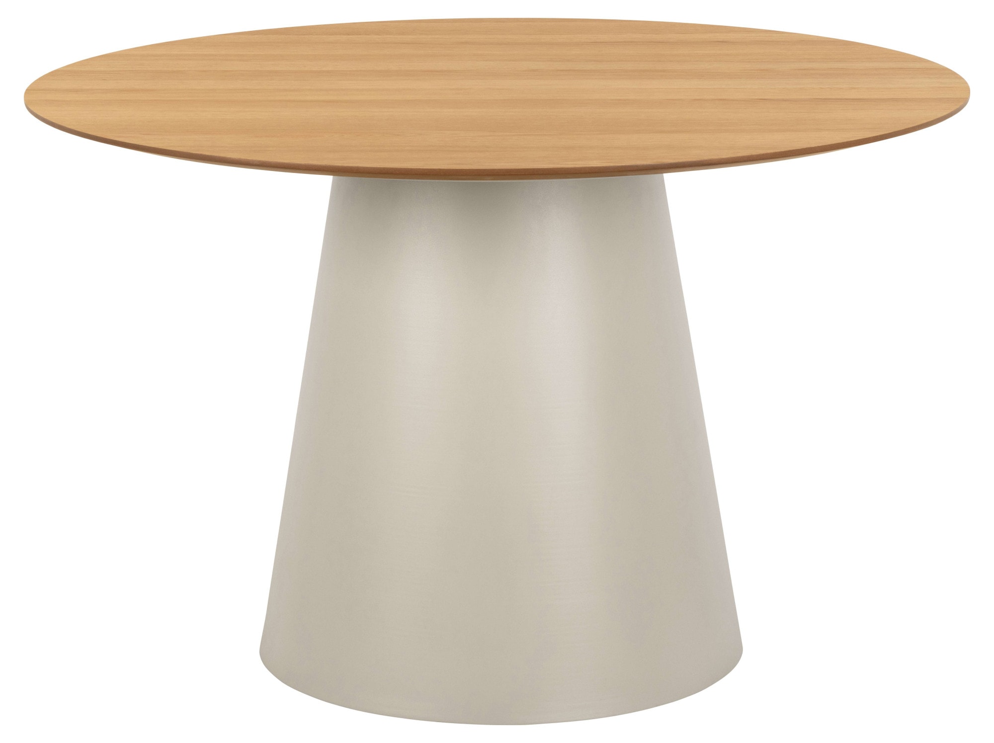 Esstisch ACTONA GROUP "Soli", grau (hellgrau, hellgrau, natur), B:120cm H:75cm T:120cm, Tische, Esstisch, Rund Esstisch, Tischplatte matt Eiche, Säule Gestell grau, Ø120x75cm