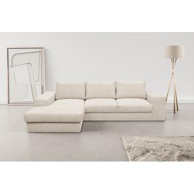 Ecksofa WERK2 "Rozzana Design Ecksofa mit hohem Komfort, zeitlos & elegant, L-Form", beige (natur), B:280cm H:86cm T:190cm, 100% Polyester, Sofas, in kuschelweichen Trendstoffen Cord, Breitcord und Plüsch Image