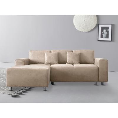 Ecksofa HOME AFFAIRE "Györ", beige (beige 1), B:235cm H:88cm T:160cm, Microfaser (100% Polyester), Luxus-Microfaser Lederoptik (100% Polyester), Struktur (100% Polyester), Samtoptik (100% Polyester), Struktur weich (100% Polyester), Sofas, L-Form,... Image