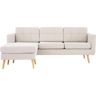 Ecksofa HOME AFFAIRE "Brest L-Form", grau (hellgrau), B:205cm H:84cm T:150cm, Struktur fein (100% Polyester), Luxus-Microfaser Vintageoptik (100% Polyester), Luxus-Microfaser (100% Polyester), Sofas, mit Knopfheftung und Steppung im Rücken,... Image
