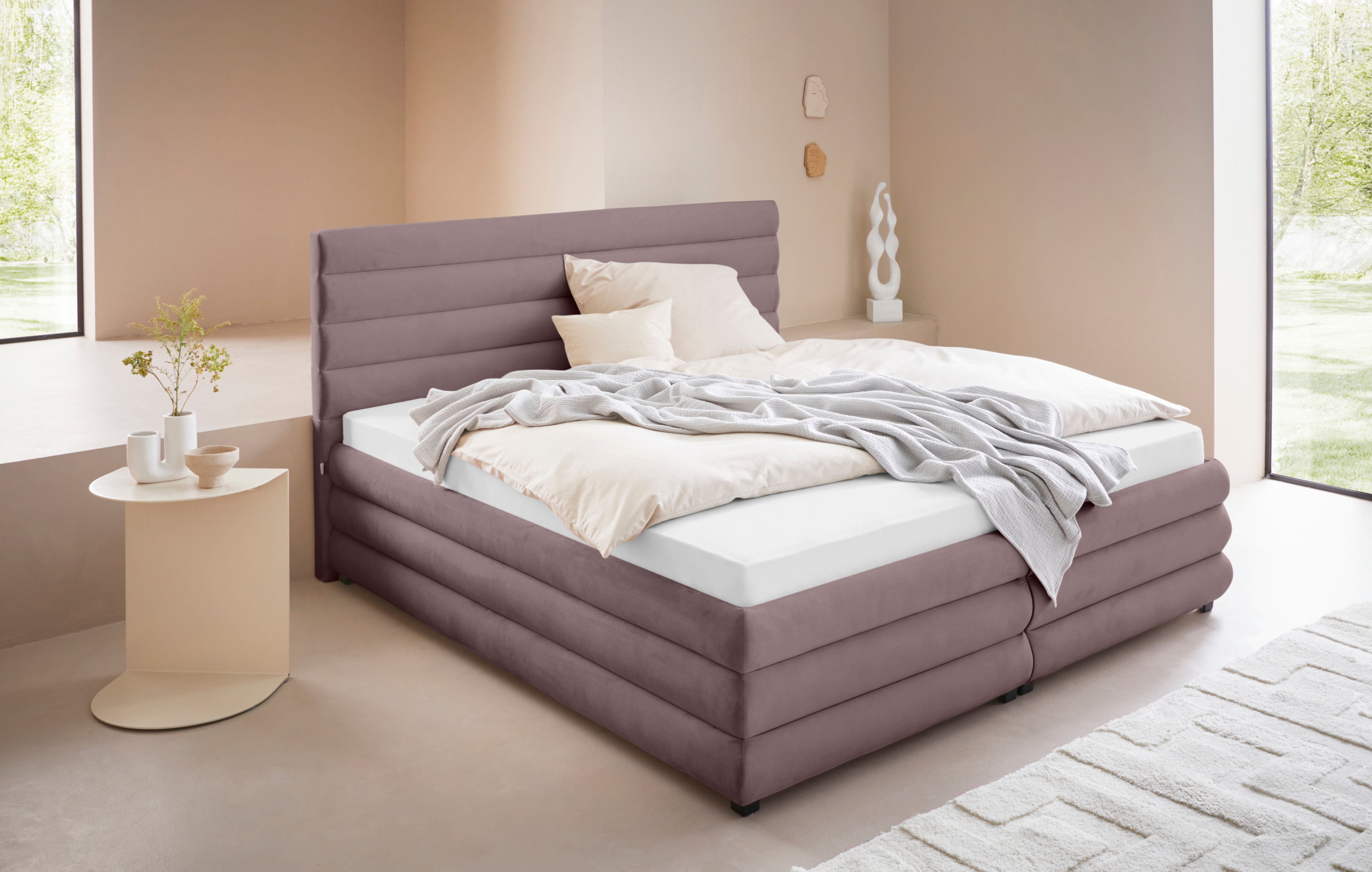 Polsterbett "Maylis", rosa (rosé), B:192cm L:211cm, 100% Polyester, LEGER HOME BY LENA GERCKE, Betten, Polsterbett ohne Bettkasten Polsterbett, wahlweise mit und ohne Matratze und Lattenrost, auch in 200cm Breite