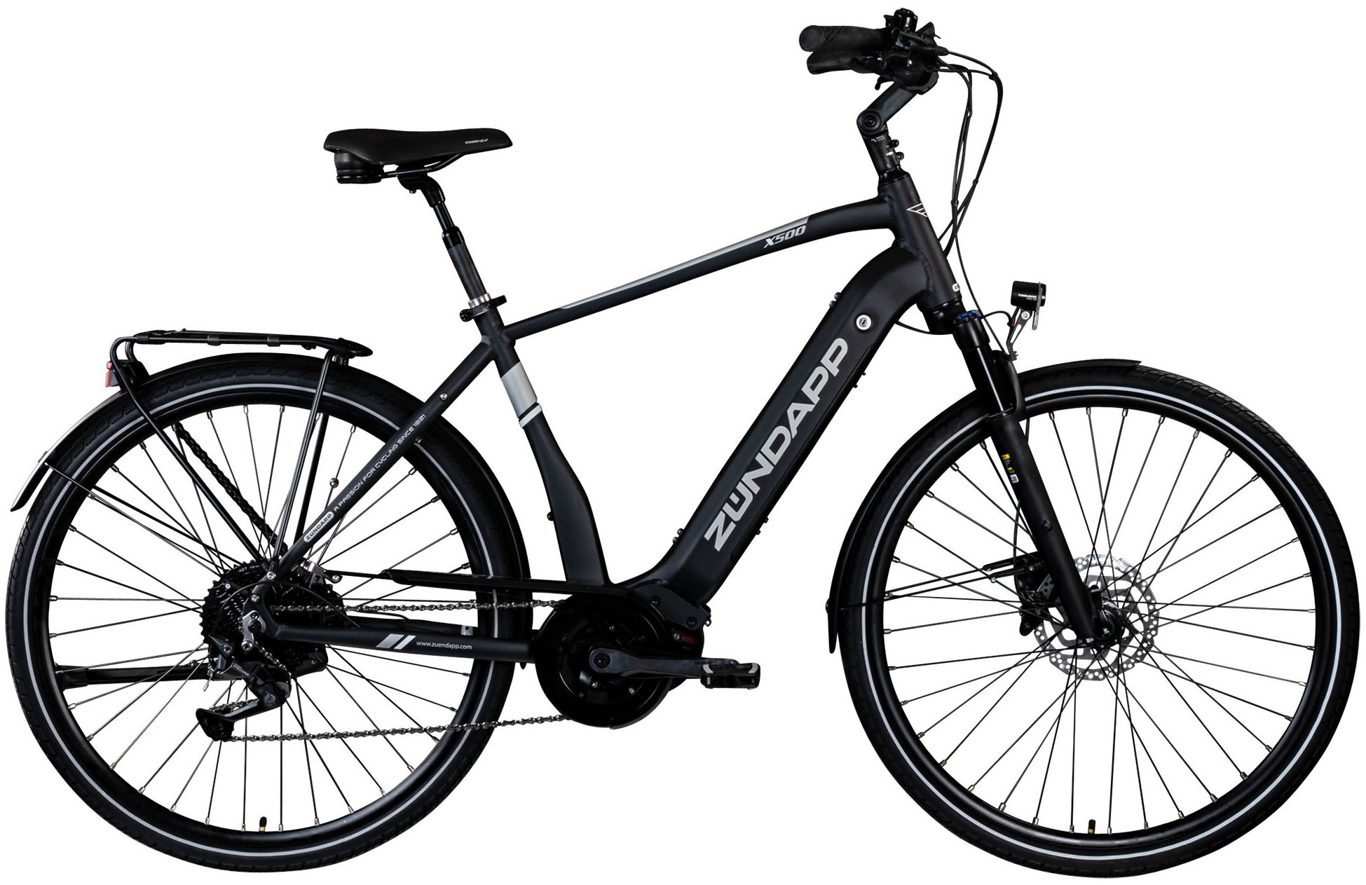 E-Bike ZÜNDAPP "X500" Gr. 51, schwarz (schwarz, schwarz), Elektrofahrräder, 51cm, 28 Zoll (71,12cm), Pedelec, Elektrofahrrad für Damen u. Herren Image