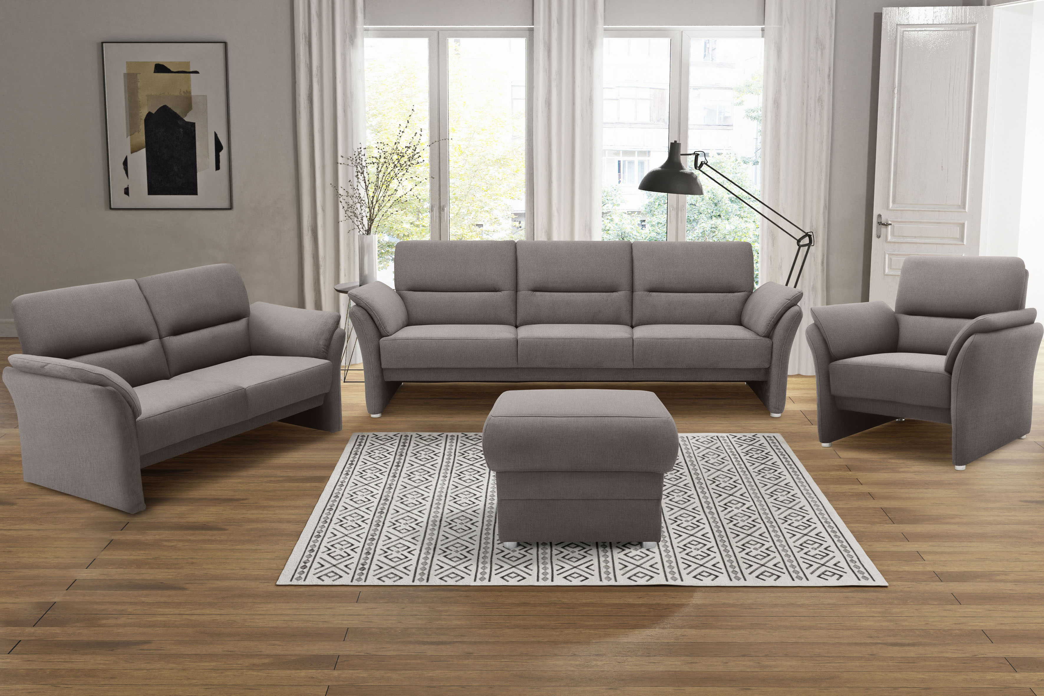 Sessel DOMO COLLECTION "Pina elegant und zeitloser Clubsessel, bequemer Cocktailsessel", grau, B:99cm H:95cm T:88cm, 100% Polyester, Sessel, Einzelsessel, Hoher Sitzkomfort, Luxus-Microfaser weich, grau