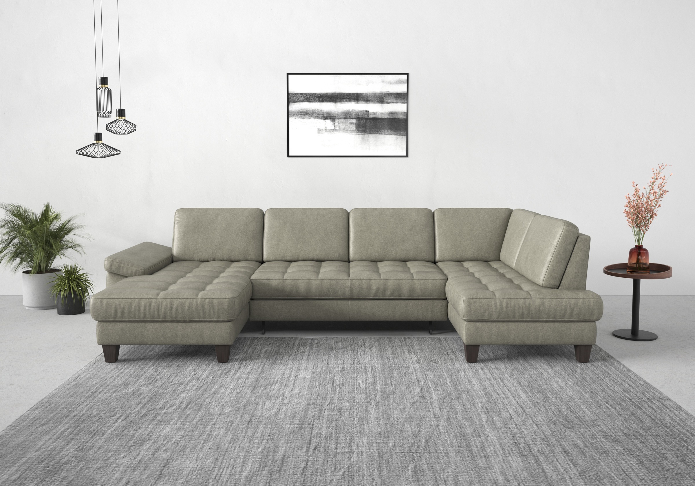 Wohnlandschaft SIT & MORE "Westham U-Form", grau, B:338cm H:88cm T:172cm, 100% Polyester, Sofas, wahlweise mit Bettfunktion, Bettkasten, Sitztiefenverstellung Image