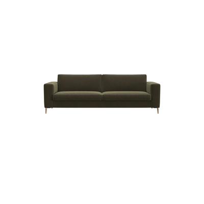 3-Sitzer FLEXLUX "Fiore, super Sitzkomfort durch Kaltschaum im Sitz", grün (moss grün), B:229cm H:85cm T:92cm, 100% Polyester, Sofas, breite Armlehnen, Füße Alu+ Eiche Image