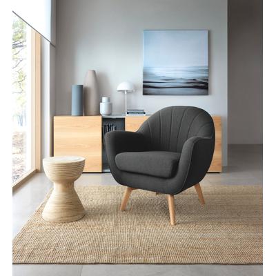 Sessel TRENDMANUFAKTUR "Fuelta, Loungesessel, organische Formensprache, bequem, Solitärsessel", grau (graphite), B:83cm H:85cm T:80cm, 92% Polyester, 8% Nylon, Sessel, mit auffälligem Nahtbild und schönen Füßen aus Holz Image