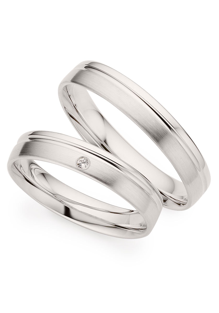 Trauring PHÖNIX "Schmuck Geschenk Silber 925 Trauring Ehering LIEBE versch. Varianten" Gr. 53, silber (silberfarben), Fingerringe, Damen, 53, 0,01 SI = kleine Einschlüsse mit Brillant, Silber 925 (Sterlingsilber), 4mm, Made in Germany - wahlweise... Image