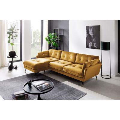 Ecksofa TRENDS BY HG "Amira L-Form", gelb (mustard), B:270cm H:84cm T:155cm, 100% Polyester, Sofas, mit Strasssteinen und goldfarben Applikationen Image